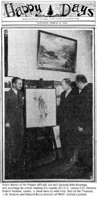 HAPPY DAYS 3/24/2934 picture of CCC/PWAP art with officials.